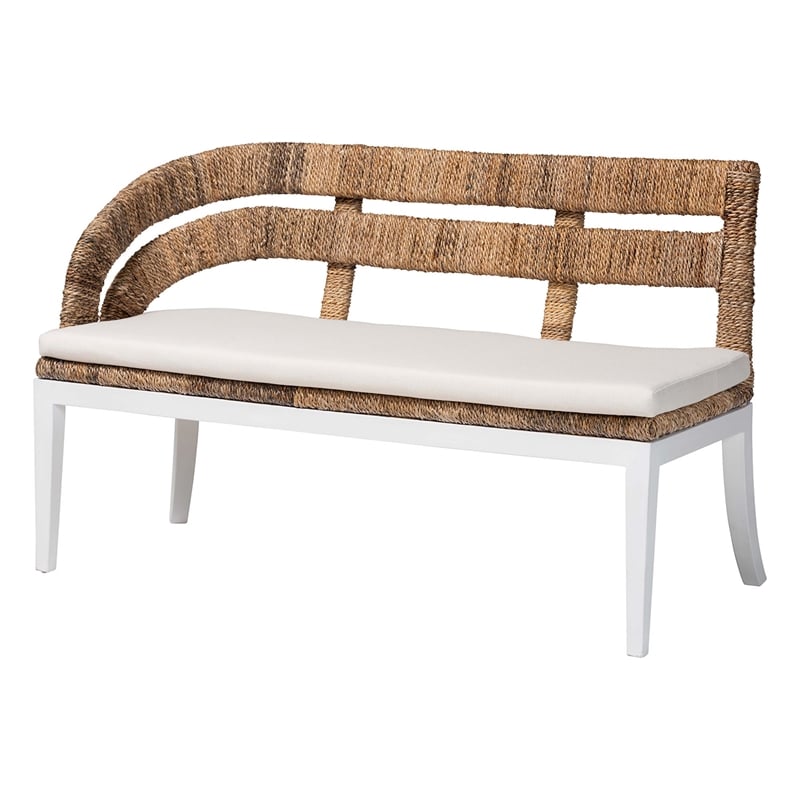 bali & pari Ubud Seagrass Dining Nook Set Wood Frame Rattan Accent Bench