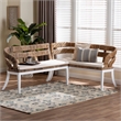 bali & pari Ubud Seagrass Dining Nook Set Wood Frame Rattan Accent Bench