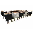 bali & pari Scotlyn Leather Footstool with Wood Legs - Rustic Boho Accent Seat