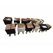 bali & pari Scotlyn Leather Footstool with Wood Legs - Rustic Boho Accent Seat