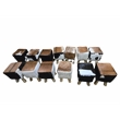 bali & pari Scotlyn Leather Footstool with Wood Legs - Rustic Boho Accent Seat
