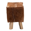 bali & pari Scotlyn Leather Footstool with Wood Legs - Rustic Boho Accent Seat