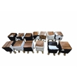 bali & pari Scotlyn Leather Footstool with Wood Legs - Rustic Boho Accent Seat