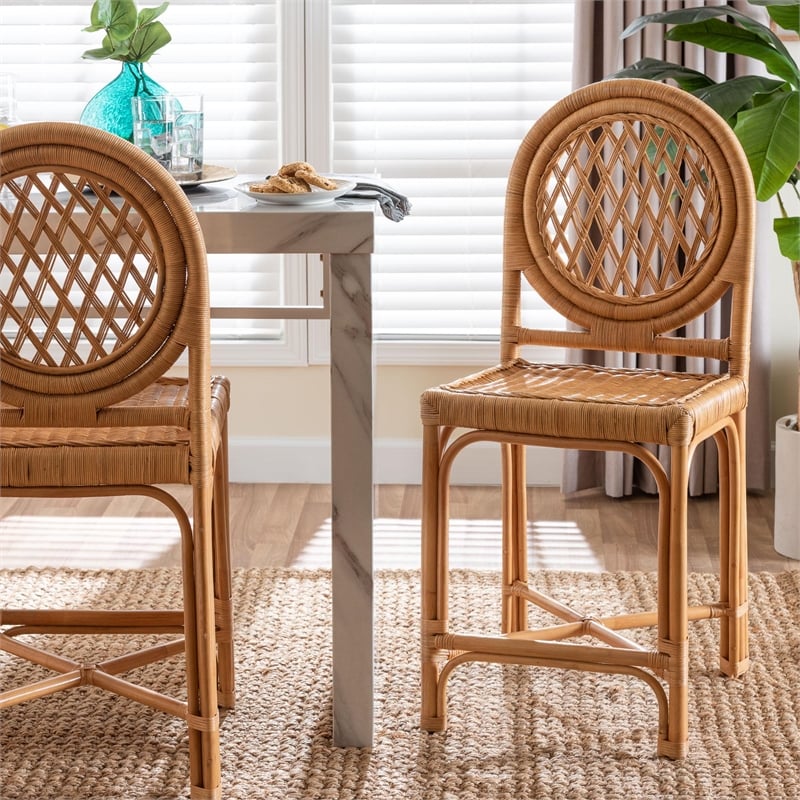 bali & pari Oxford Rattan Counter Stool - Handwoven Cane Counter Height Chair