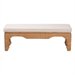 bali & pari Abena Natural Rattan Bench with Cushion - Boho Chic Accent Seating