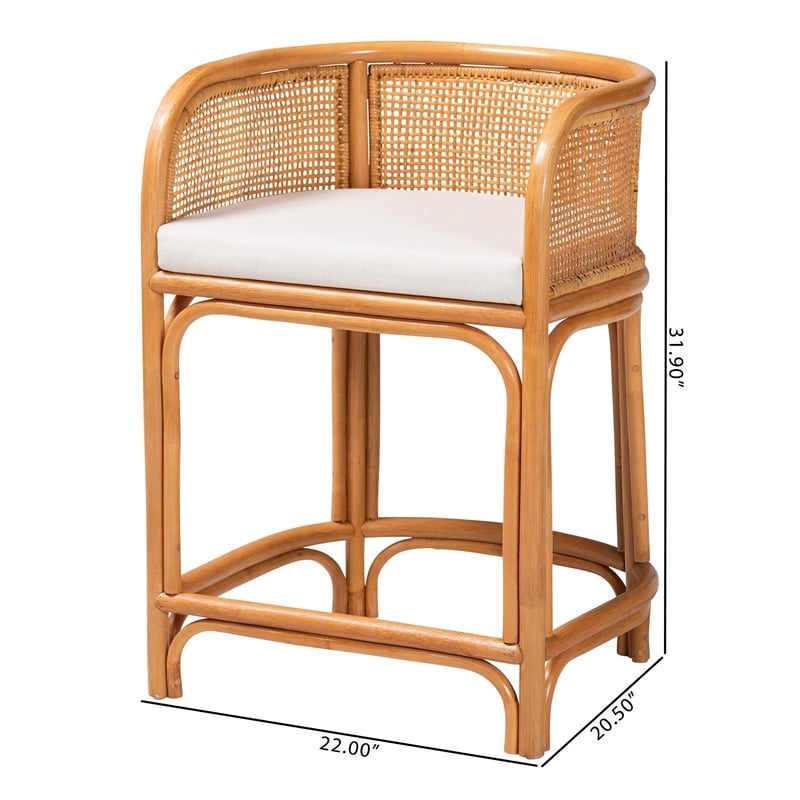 bali & pari Aria Rattan Counter Stool - Handwoven Cane Counter Height Seating