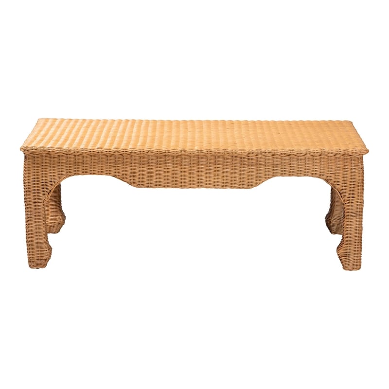bali & pari Abena Rattan Coffee Table - Rectangular Boho Chic Accent Table