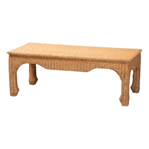 bali & pari Abena Rattan Coffee Table - Rectangular Boho Chic Accent Table