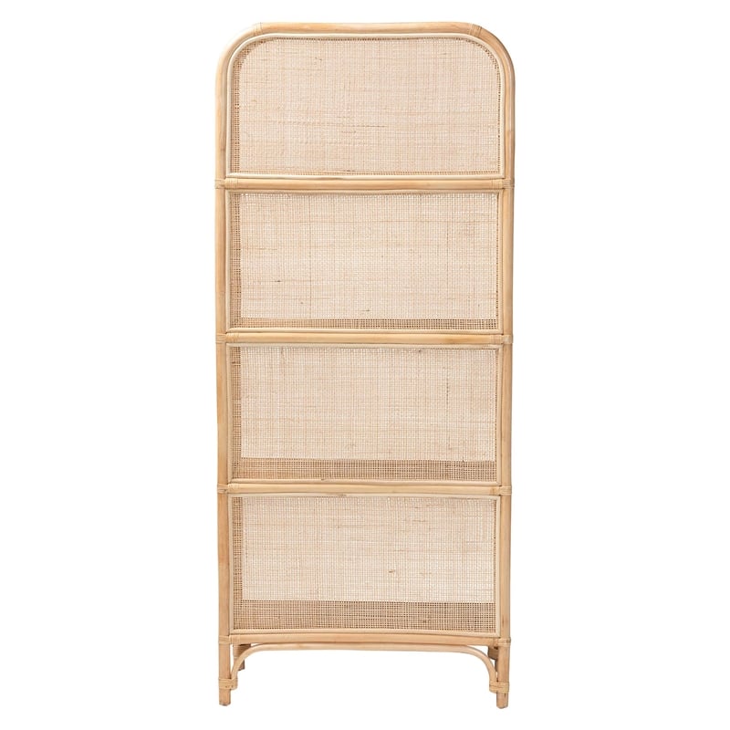 bali & pari Chusi Rattan Shelf - Handwoven Cane Display Unit with Storage Rack