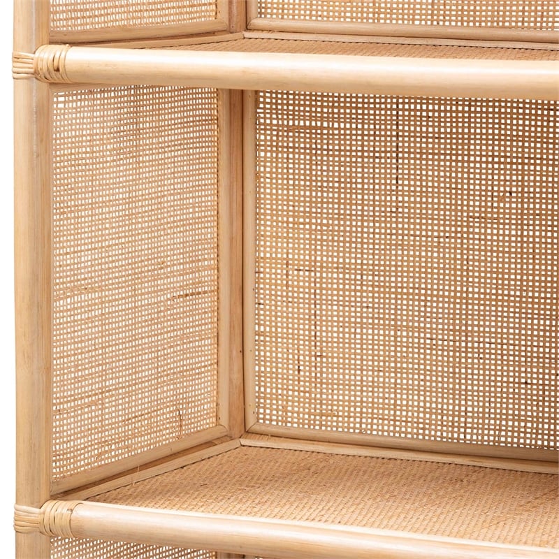 bali & pari Chusi Rattan Shelf - Handwoven Cane Display Unit with Storage Rack