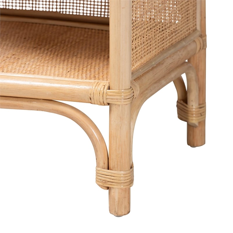 bali & pari Chusi Rattan Shelf - Handwoven Cane Display Unit with Storage Rack