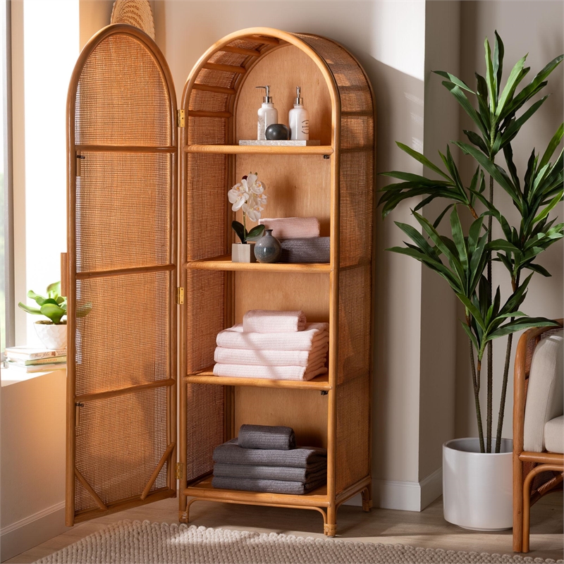 bali & pari Paloma Rattan Accent Cabinet with Shelves
