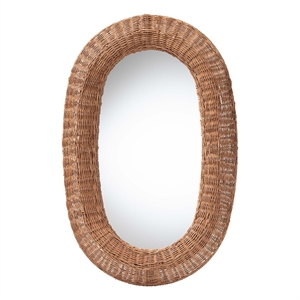 bali & pari Brisia Rattan Wall Mirror Handwoven Wicker Framed Mirror Natural
