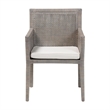 bali & pari Karis Rattan Dining Chair Armchair with Wood Frame Grey