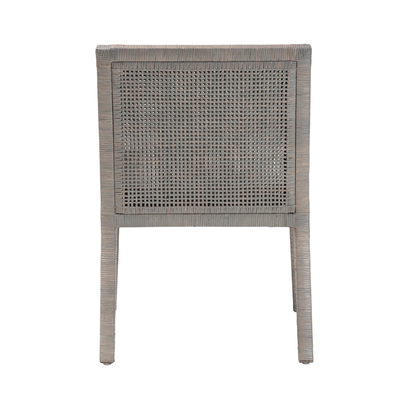 bali & pari Karis Rattan Dining Chair Armchair with Wood Frame Grey