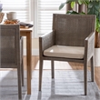 bali & pari Karis Rattan Dining Chair Armchair with Wood Frame Grey