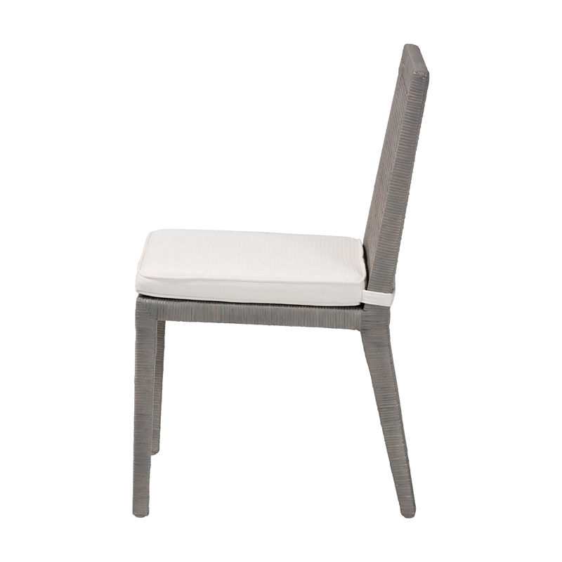bali & pari Sofia Rattan Dining Chair Side Chair with Wood Frame Grey