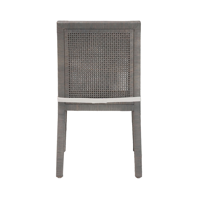 bali & pari Sofia Rattan Dining Chair Side Chair with Wood Frame Grey