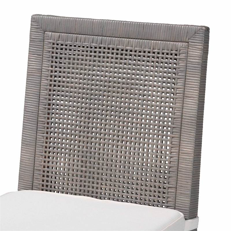 bali & pari Sofia Rattan Dining Chair Side Chair with Wood Frame Grey