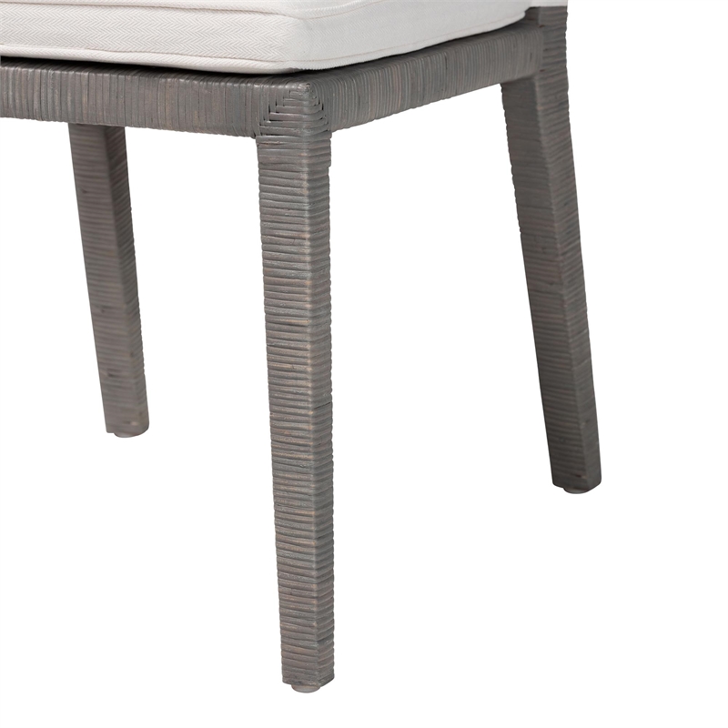 bali & pari Sofia Rattan Dining Chair Side Chair with Wood Frame Grey