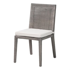bali & pari Sofia Rattan Dining Chair Side Chair with Wood Frame Grey