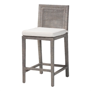 bali & pari Sofia Rattan Counter Stool with Wood Frame Counter Height Grey
