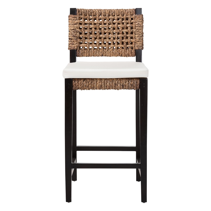 bali & pari Alise Bar Stool with Wood Frame Bar Height Chair Dark Brown