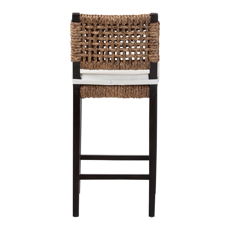bali & pari Alise Bar Stool with Wood Frame Bar Height Chair Dark Brown