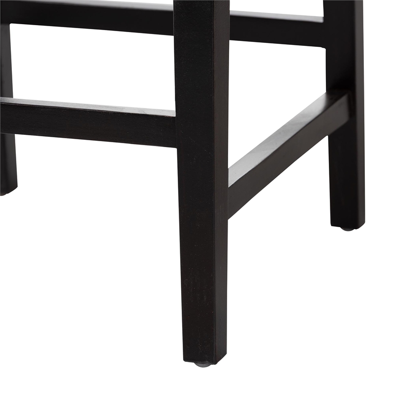 bali & pari Alise Bar Stool with Wood Frame Bar Height Chair Dark Brown