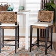 bali & pari Alise Bar Stool with Wood Frame Bar Height Chair Dark Brown
