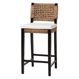 bali & pari Alise Bar Stool with Wood Frame Bar Height Chair Dark Brown