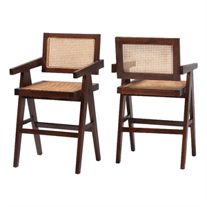 bali & pari Kresna Rattan Counter Stool with Wood Frame Set of 2