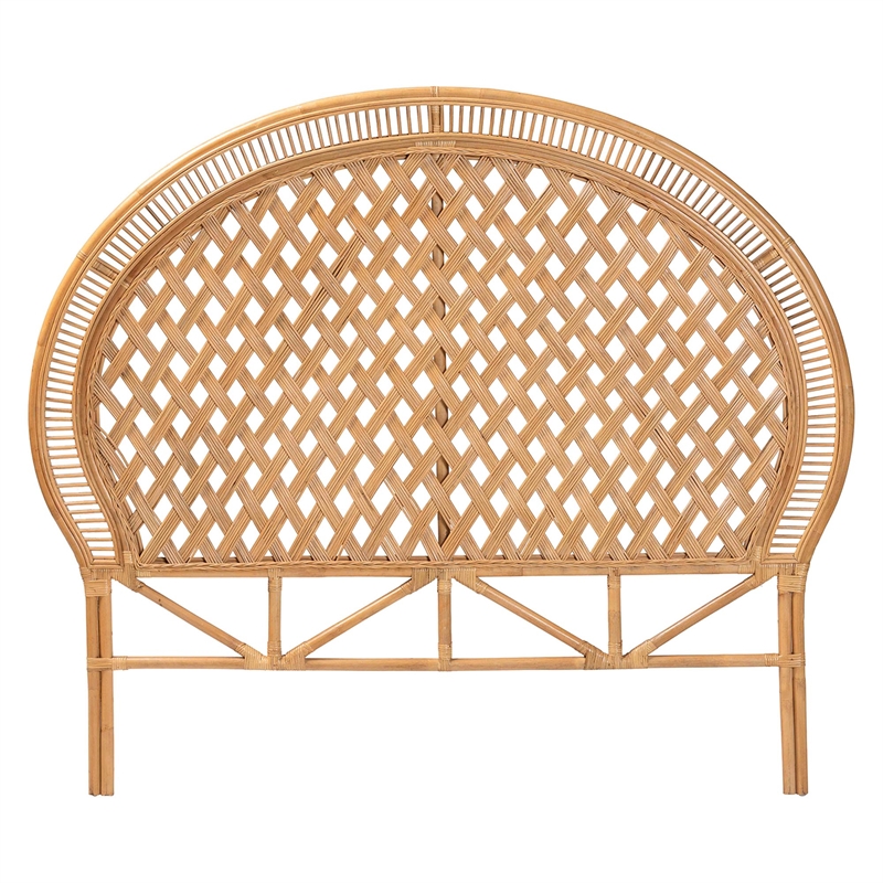 bali & pari Isabel Rattan Headboard Handwoven Wicker Panel Honey Queen Size