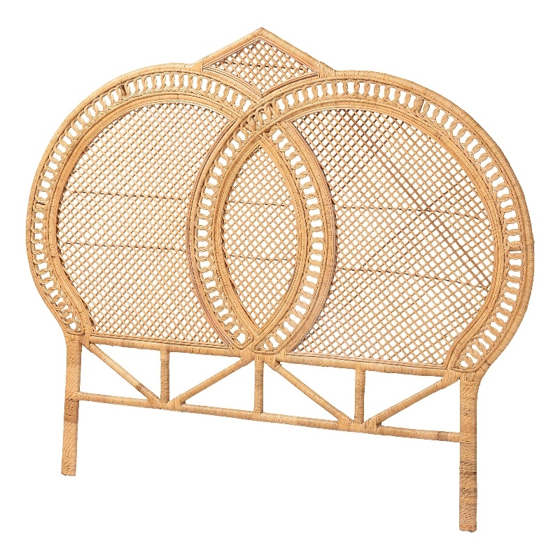 bali & pari Nerita Rattan Headboard Handwoven Wicker Panel Honey Queen Size
