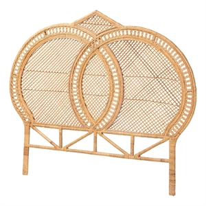 bali & pari Nerita Rattan Headboard Handwoven Wicker Panel Honey Queen Size