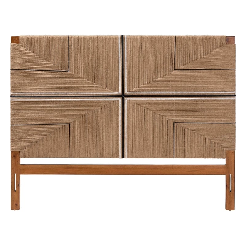 bali & pari Prita Headboard with Wood Frame Handwoven Backrest Panel King Size