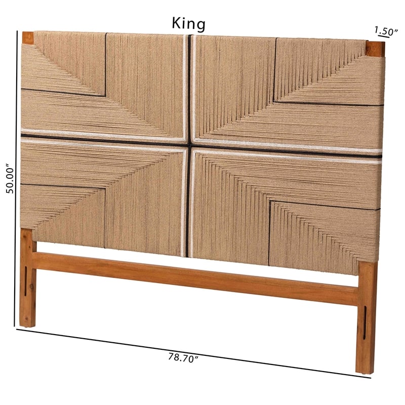 bali & pari Prita Headboard with Wood Frame Handwoven Backrest Panel King Size