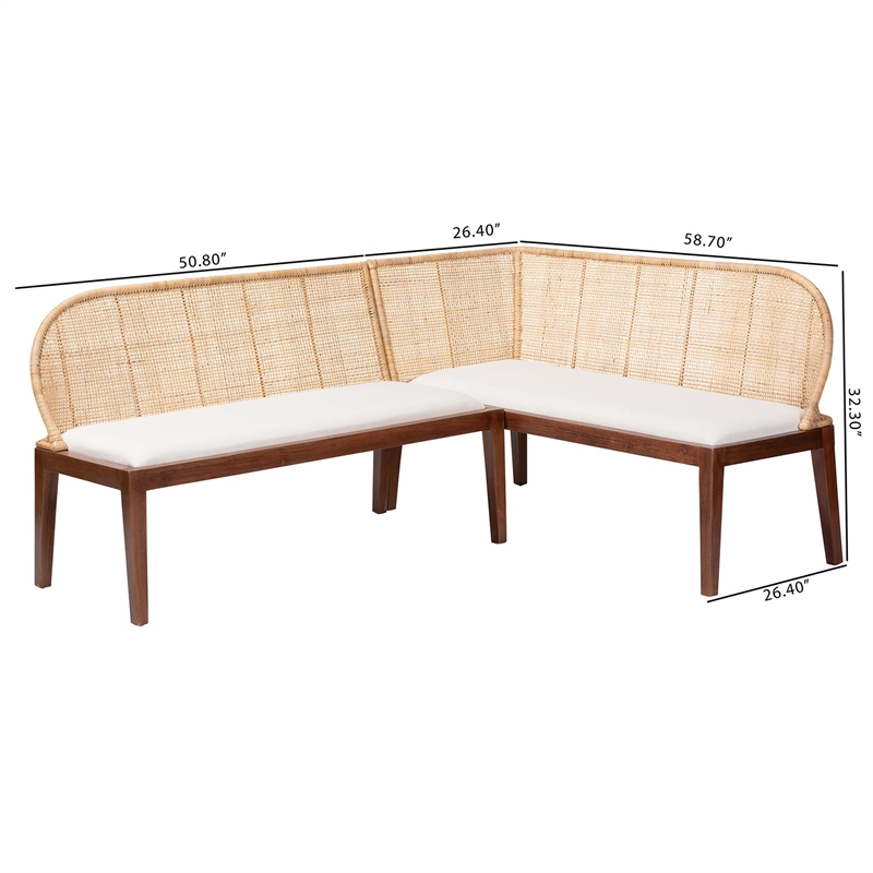 bali & pari Okinawa 2-Piece Corner Bench Set with Cushion Dining Nook Seating