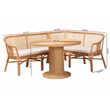 bali & pari Aara 3-Piece Natural Rattan Dining Nook Set - L-Shaped Corner Bench