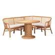 bali & pari Aara 3-Piece Natural Rattan Dining Nook Set - L-Shaped Corner Bench