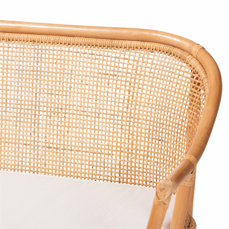 bali & pari Ceona 3-Piece Natural Rattan Dining Nook Set Banquette Seating