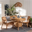 bali & pari Ceona 3-Piece Natural Rattan Dining Nook Set Banquette Seating