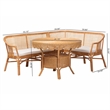 bali & pari Ceona 3-Piece Natural Rattan Dining Nook Set Banquette Seating