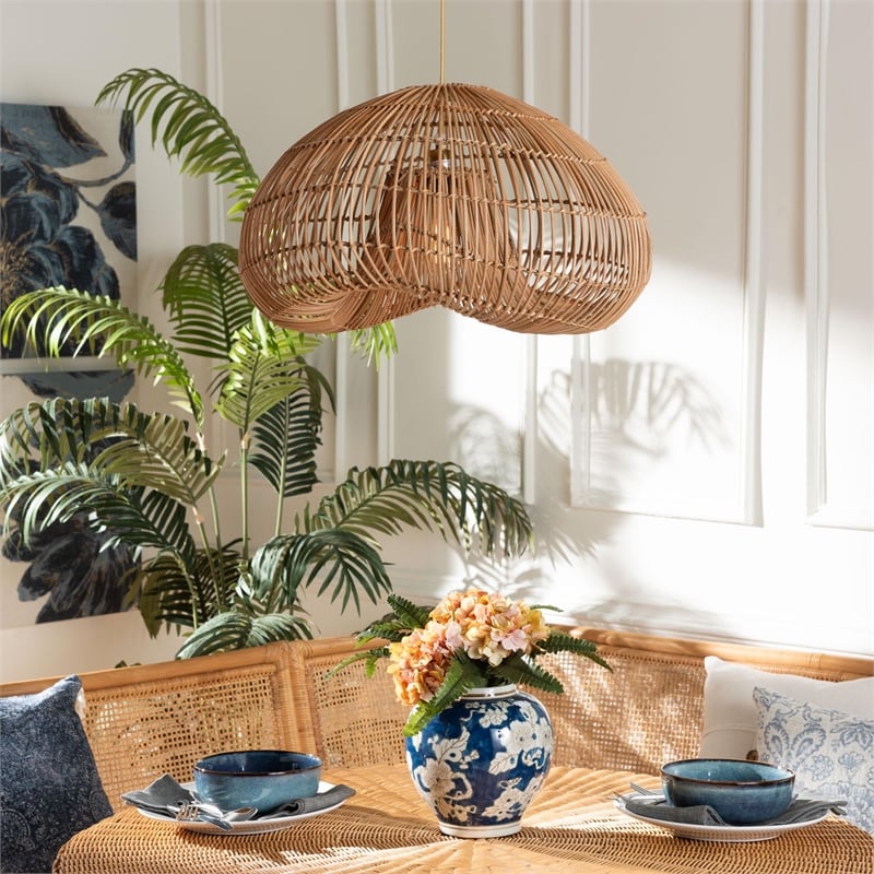 bali & pari Hansa Rattan Pendant Lampshade - Ceiling Light Cover