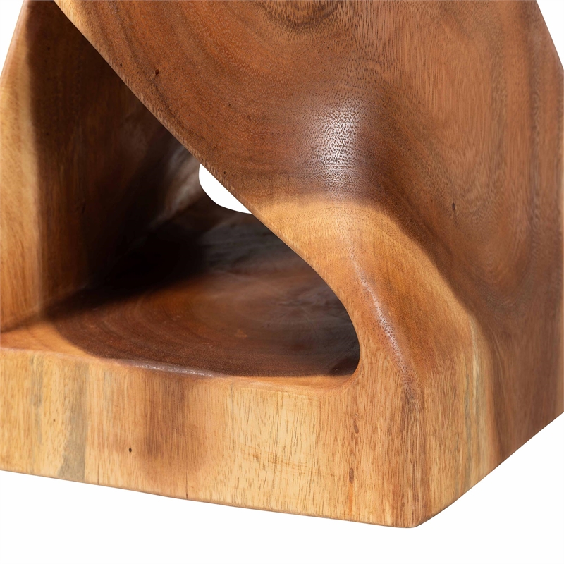 bali & pari Rapha Suar Wood Accent Table - Hand-Carved Sculptural Pedestal Stand