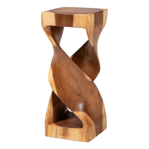 bali & pari Rapha Suar Wood Accent Table - Hand-Carved Sculptural Pedestal Stand