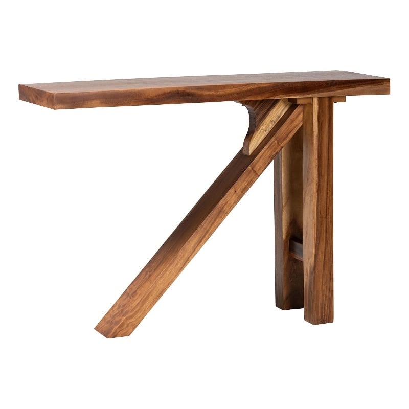 bali & pari Luli Suar Wood Bar Table - Handcrafted Solid Wood Console