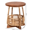 bali & pari Derenik Natural Rattan and Mahogany Wood End Table