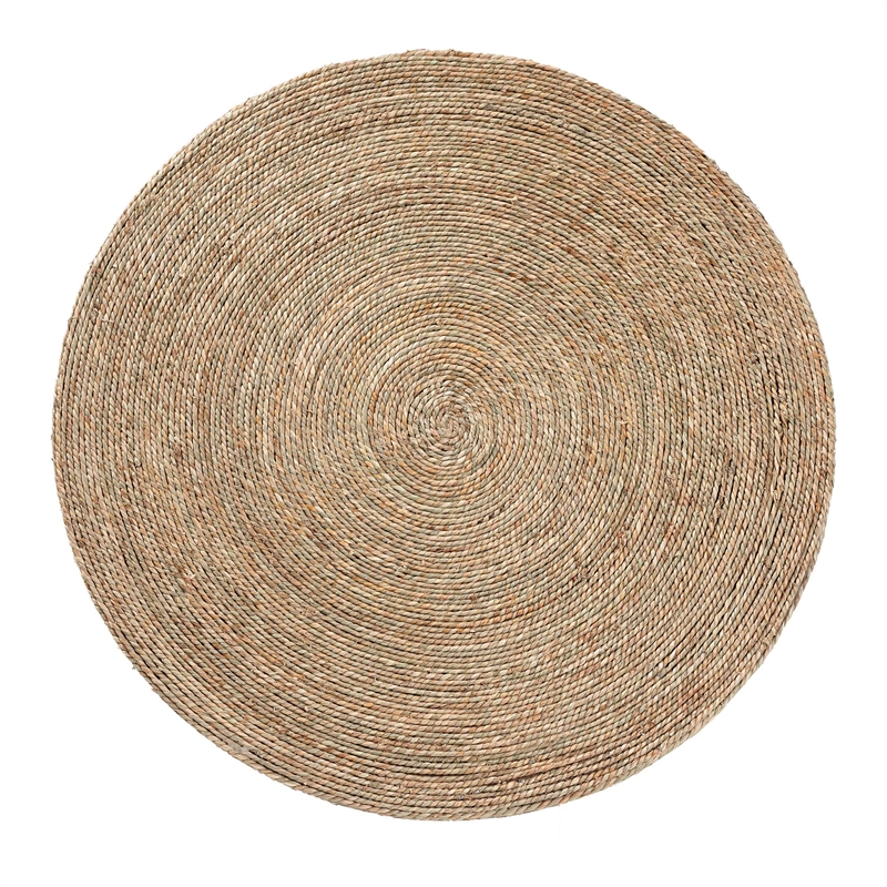 bali & pari Fumito Handwoven Seagrass End Table - Round Boho Side Table