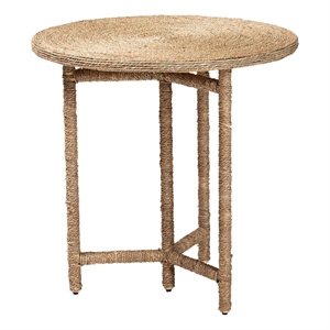 bali & pari Fumito Handwoven Seagrass End Table - Round Boho Side Table